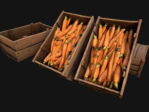 Carrots Box Crate Stand Bazaar Stall 3D Model