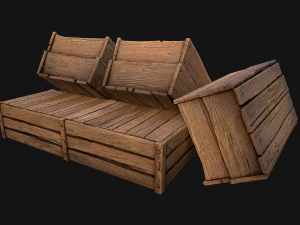 Carrots Box Crate Stand Bazaar Stall 3D Model