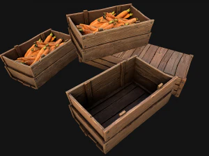Carrots Box Crate Stand Bazaar Stall 3D Model