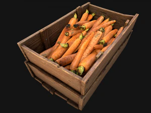 Carrots Box Crate Stand Bazaar Stall 3D Model