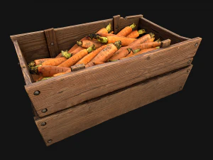 Carrots Box Crate Stand Bazaar Stall 3D Model