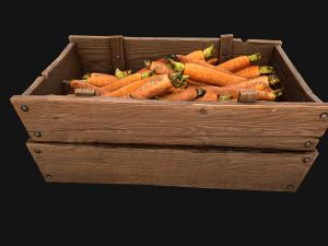 Carrots Box Crate Stand Bazaar Stall 3D Model