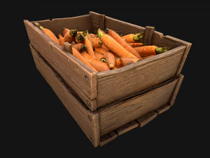 Carrots Box Crate Stand Bazaar Stall 3D Model