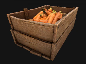 Carrots Box Crate Stand Bazaar Stall 3D Model