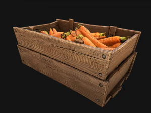 Carrots Box Crate Stand Bazaar Stall 3D Model