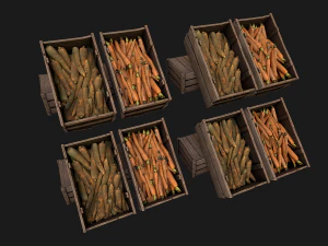 Carrots Box Crate Stand Bazaar Stall 3D Model