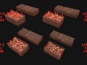 Garlic Box Crate Vegetable Bazaar Stand Stall Market 3D Model