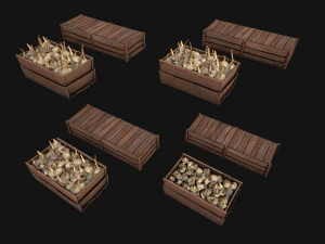 Garlic Box Crate Vegetable Bazaar Stand Stall Market 3D Model