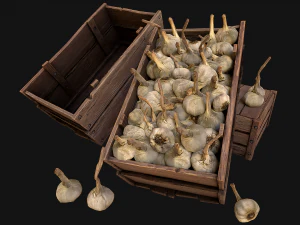 Garlic Box Crate Vegetable Bazaar Stand Stall Market 3D Model