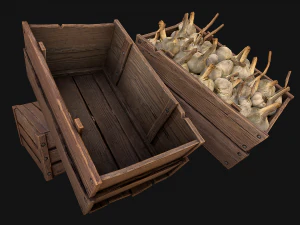 Garlic Box Crate Vegetable Bazaar Stand Stall Market 3D Model