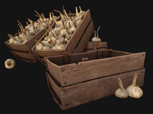 Garlic Box Crate Vegetable Bazaar Stand Stall Market 3D Model