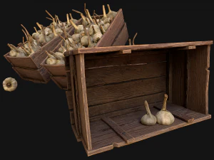 Garlic Box Crate Vegetable Bazaar Stand Stall Market 3D Model