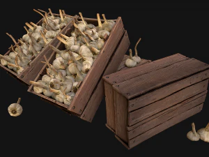 Garlic Box Crate Vegetable Bazaar Stand Stall Market 3D Model