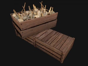 Garlic Box Crate Vegetable Bazaar Stand Stall Market 3D Model