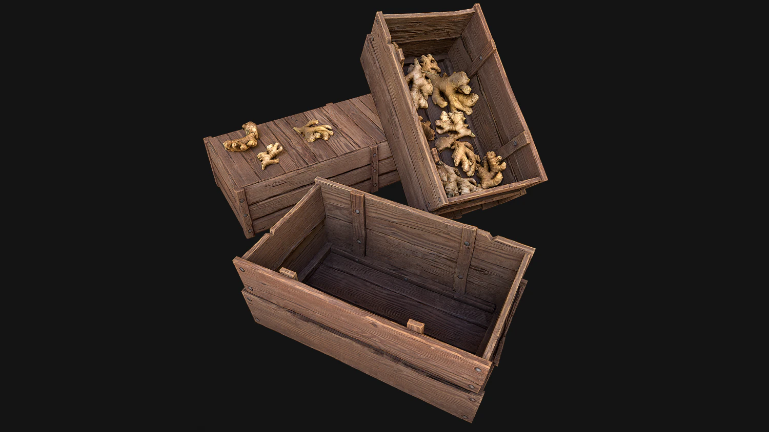 Crate Ginger Box Crate Market Bazaar Food Stand Stall 3D Model .c4d .max .obj .3ds .fbx .stl .blend