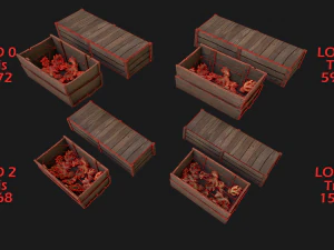 Crate Ginger Box Crate Market Bazaar Food Stand Stall 3D Model
