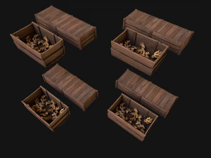 Crate Ginger Box Crate Market Bazaar Food Stand Stall 3D Model