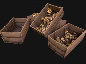 Crate Ginger Box Crate Market Bazaar Food Stand Stall 3D Model
