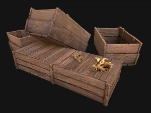 Crate Ginger Box Crate Market Bazaar Food Stand Stall 3D Model