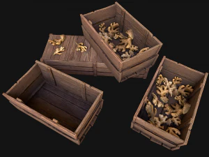 Crate Ginger Box Crate Market Bazaar Food Stand Stall 3D Model