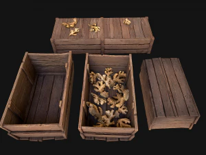 Crate Ginger Box Crate Market Bazaar Food Stand Stall 3D Model