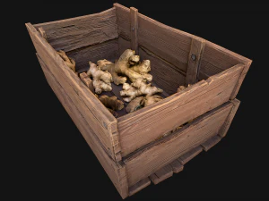 Crate Ginger Box Crate Market Bazaar Food Stand Stall 3D Model
