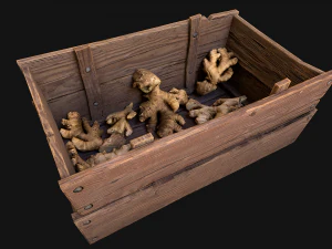 Crate Ginger Box Crate Market Bazaar Food Stand Stall 3D Model