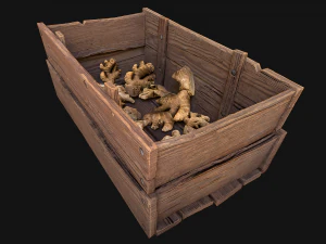 Crate Ginger Box Crate Market Bazaar Food Stand Stall 3D Model