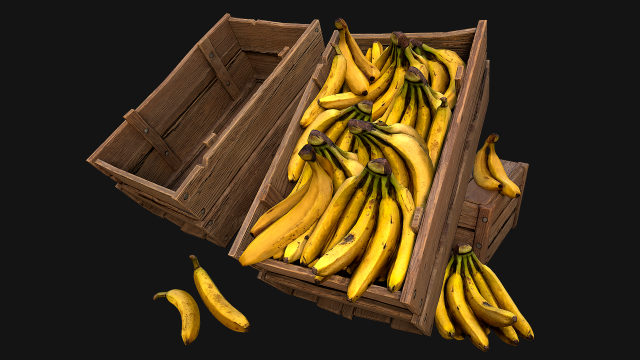 Crate Bananas Box Stand Model 3D .c4d .max .obj .3ds .fbx .stl .blend 