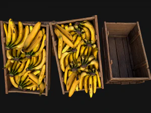 Crate Bananas Box Stand Bazaar Market Stall Banana Fruit 3D Model