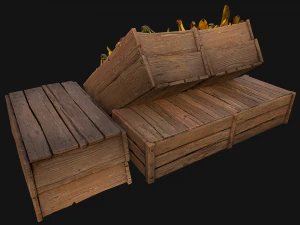 Crate Bananas Box Stand Bazaar Market Stall Banana Fruit 3D Model