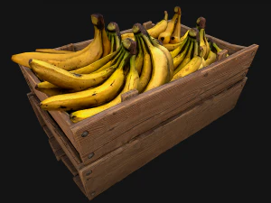 Crate Bananas Box Stand Bazaar Market Stall Banana Fruit 3D Model
