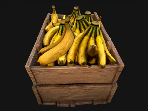 Crate Bananas Box Stand Bazaar Market Stall Banana Fruit 3D Model
