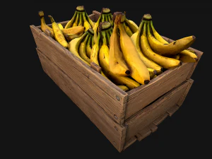 Crate Bananas Box Stand Bazaar Market Stall Banana Fruit 3D Model
