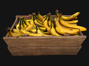 Crate Bananas Box Stand Bazaar Market Stall Banana Fruit 3D Model