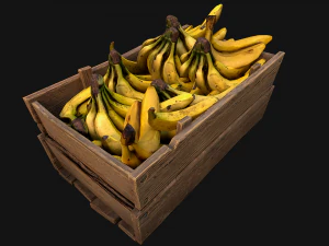 Crate Bananas Box Stand Bazaar Market Stall Banana Fruit 3D Model