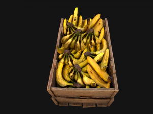 Crate Bananas Box Stand Bazaar Market Stall Banana Fruit 3D Model