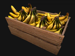 Crate Bananas Box Stand Bazaar Market Stall Banana Fruit 3D Model