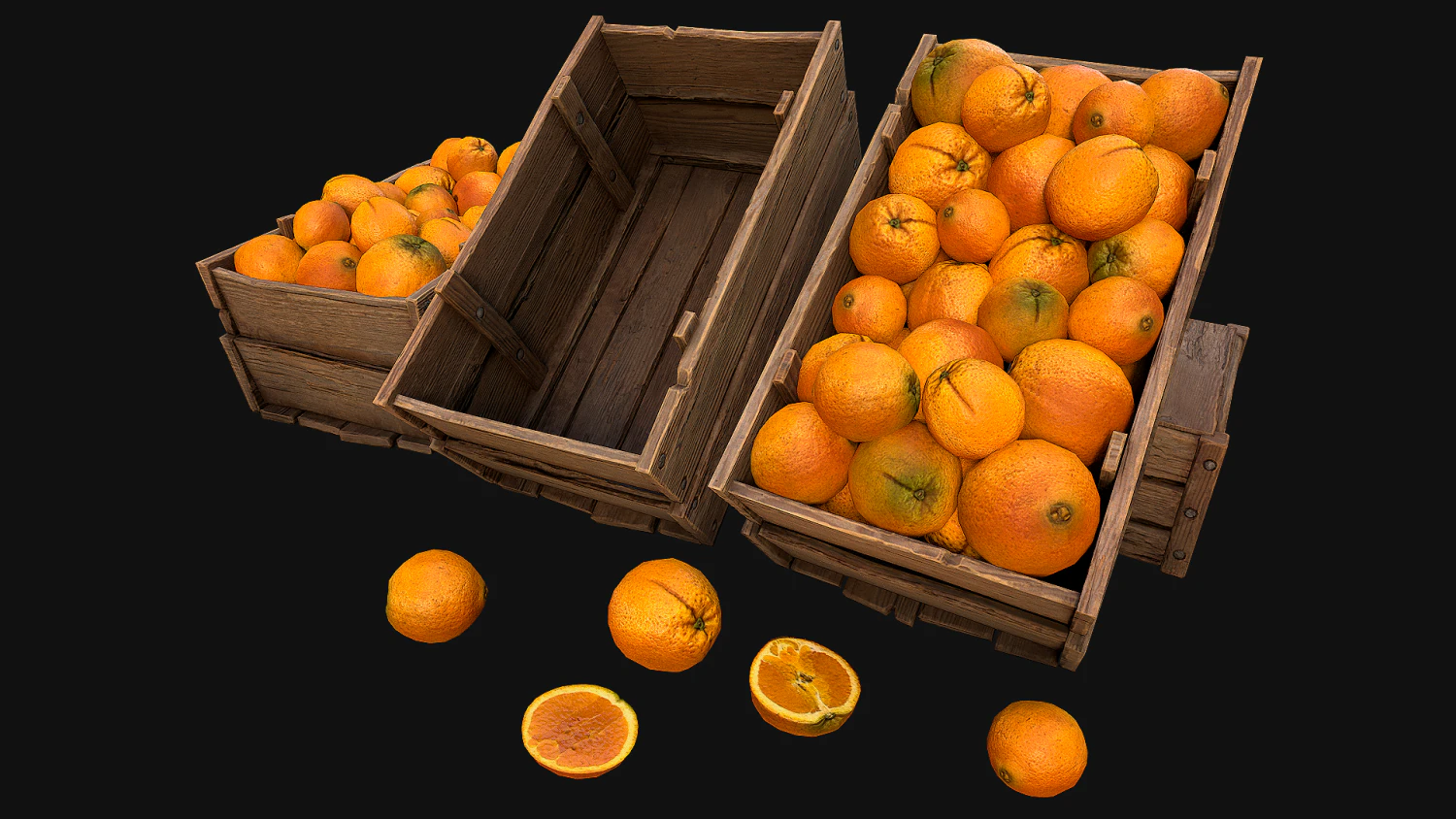Crate Oranges Box Stand 3D Model .c4d .max .obj .3ds .fbx .stl .blend 