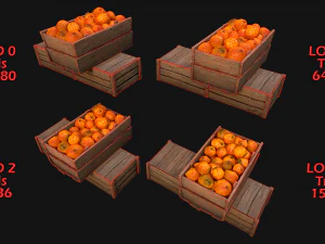 Crate Oranges Box Stand 3D Model