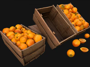 Crate Oranges Box Stand 3D Model