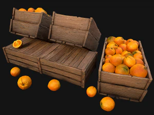 Crate Oranges Box Stand 3D Model