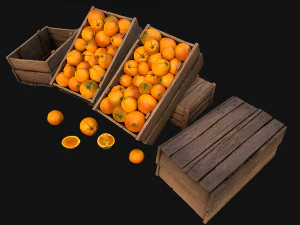 Crate Oranges Box Stand 3D Model