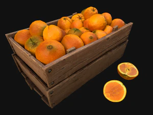 Crate Oranges Box Stand 3D Model