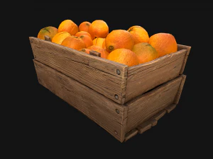 Crate Oranges Box Stand 3D Model