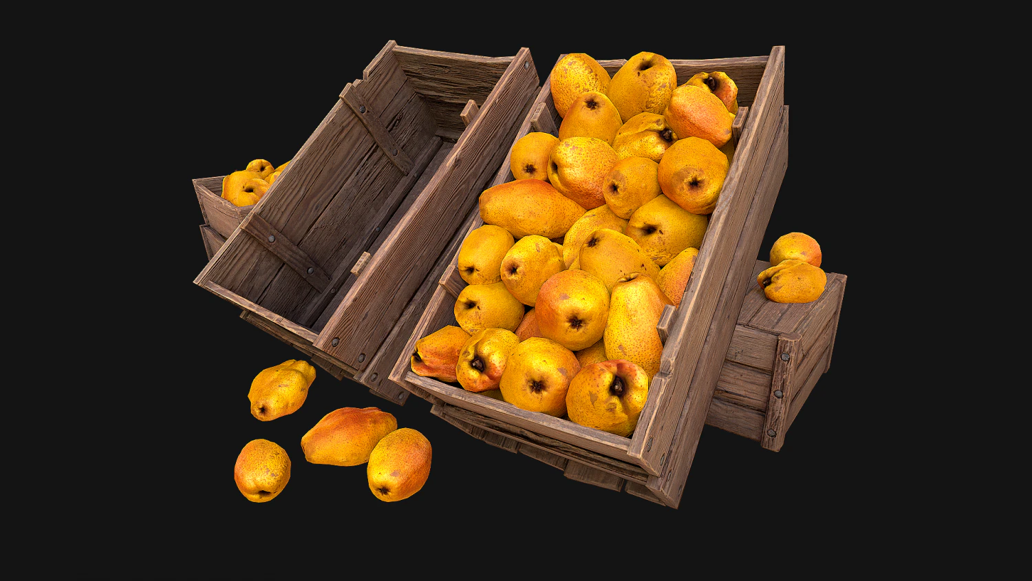 Crate Pears Box Medieval Stand Stall Pear Farm Fruits 3D Model .c4d .max .obj .3ds .fbx .stl .blend 