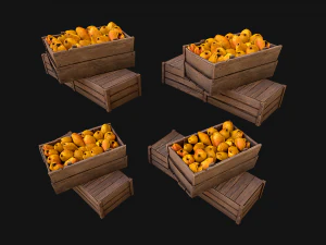 Crate Pears Box Medieval Stand Stall Pear Farm Fruits 3D Model