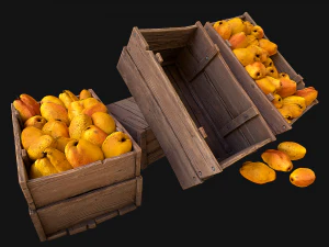 Crate Pears Box Medieval Stand Stall Pear Farm Fruits 3D Model