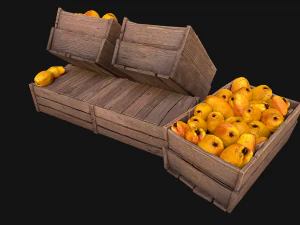 Crate Pears Box Medieval Stand Stall Pear Farm Fruits 3D Model