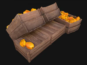 Crate Pears Box Medieval Stand Stall Pear Farm Fruits 3D Model
